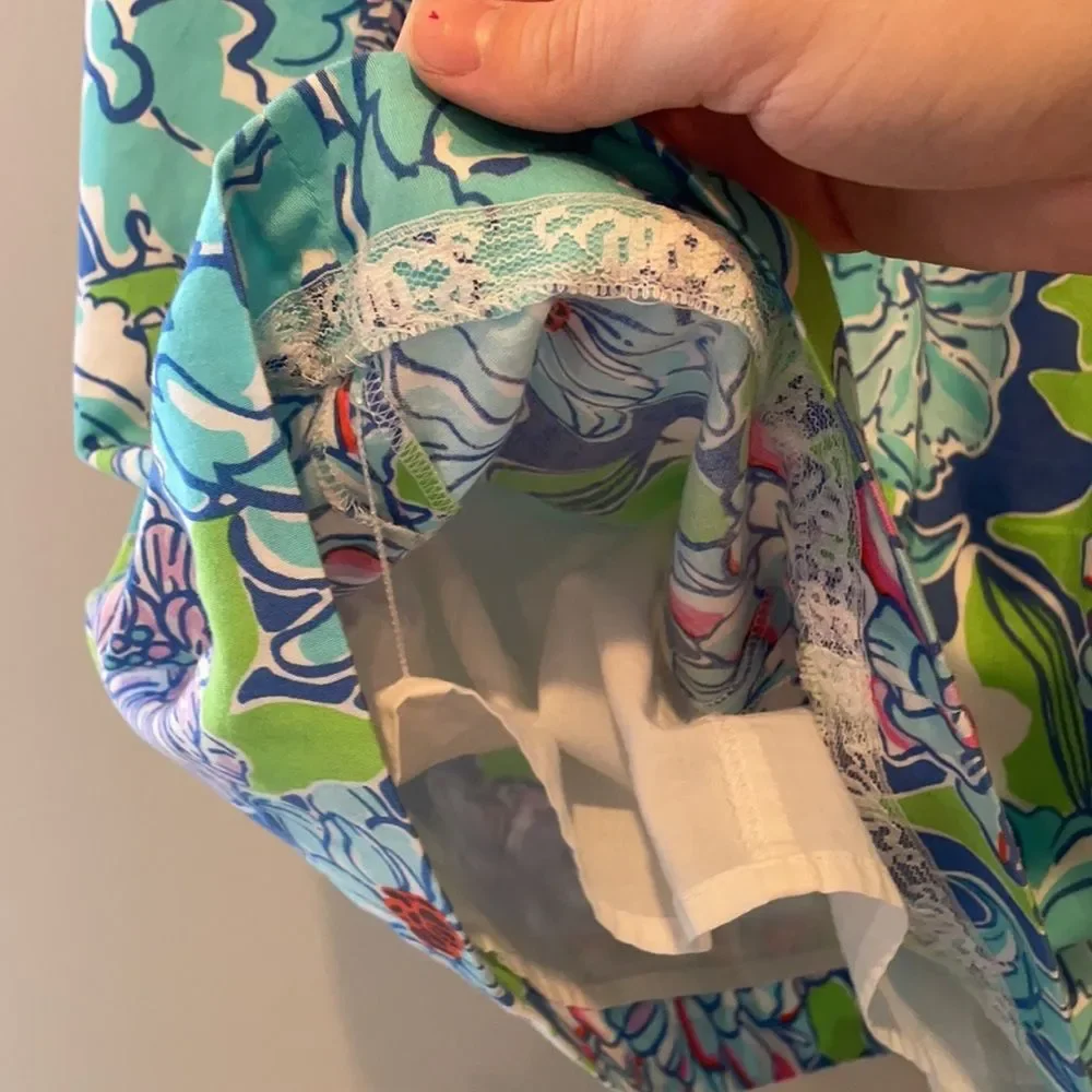 Lilly Pultizer Allura Worthington Blue Mayflower Print Dress Cap Sleeve Floral 0 - Picture 8 of 9